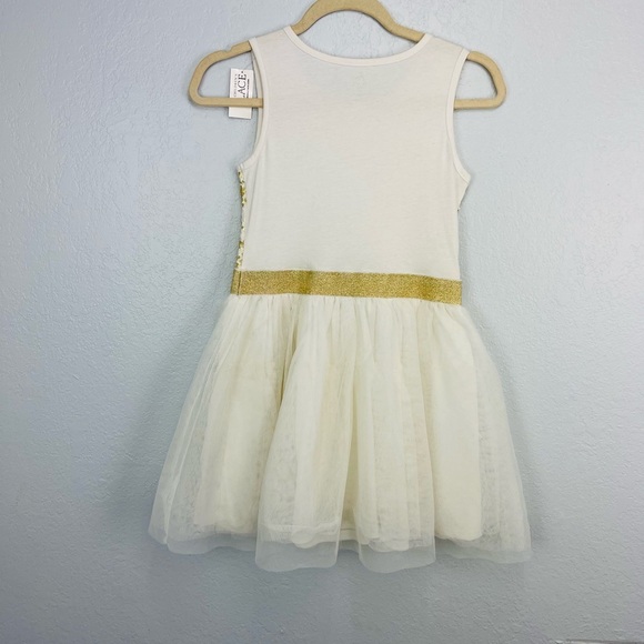 NWT Toddlers Tulle Sparkle Sequins Gold White Princess Dress - Picture 5 of 5